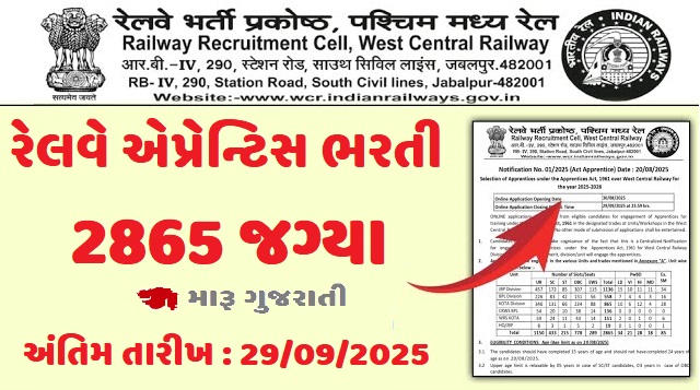 રેલવેના ભરતી એપ્રેન્ટિસ ભરતી 2025 RRC WR Apprentices 2025 રેલવેના ભરતી એપ્રેન્ટિસ ભરતી 2025 RRC WR Apprentices 2025