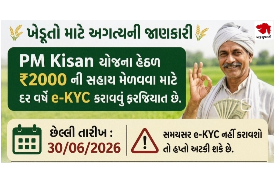 પીએમ કિસાન યોજનામાં ૩૦ જુન સુધી સુધીમાં e-KYC ફરજીયાતઃ અન્યથા સહાય નહીં મળે